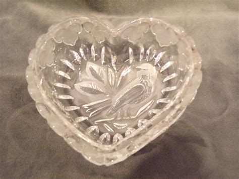 Vintage Cut Glass Heart Shaped Trinket Dish Etsy