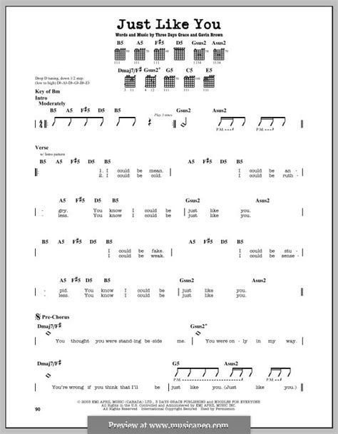 Just Like You (Three Days Grace) by G. Brown - sheet music on MusicaNeo