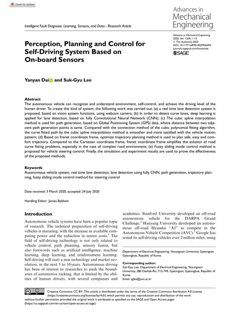 Pdf Perception Planning And Control For Self Driving System Based On