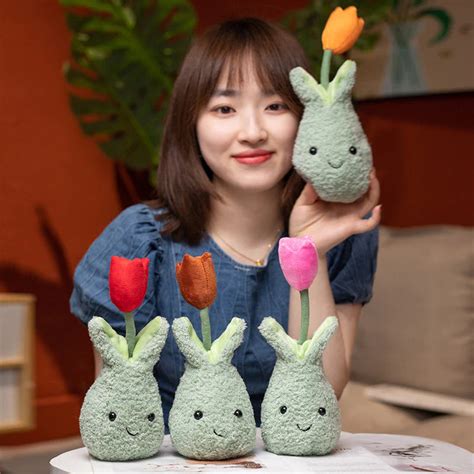 Friendly Kawaii Cuddly Tulip Flower Pot Stuffed Toy Plushie Collection