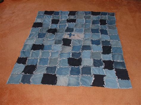 Fields Of Heather Denim Chenille Quilt Made From Old Jeans