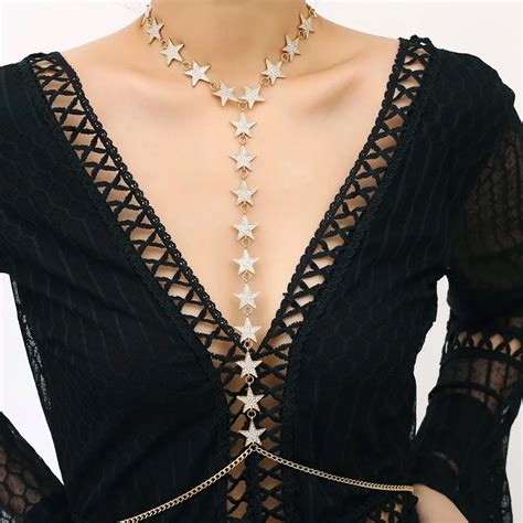 New Fashion Luxury Full Rhinestone Star Accessories Body Chain Maxi