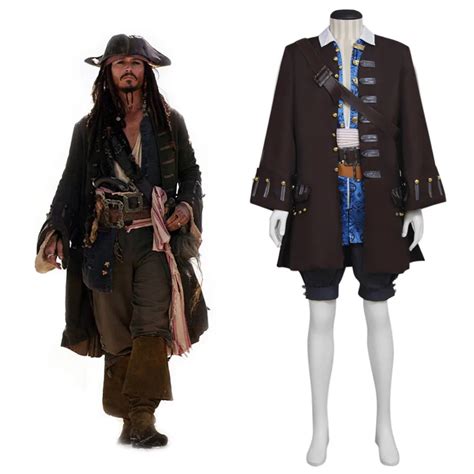 Pirates Of The Caribbean 4 Jack Sparrow Costume Jacket Vest Pants