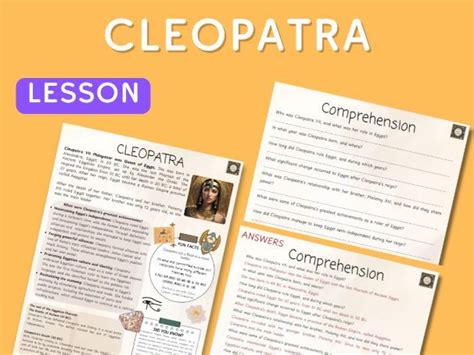 Cleopatra Lesson Infographic Fact File And Comprehension Worksheet