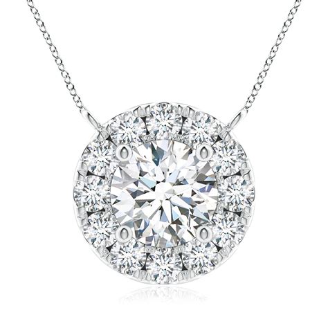 Round Diamond Necklace With Halo Angara