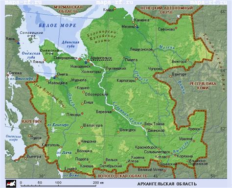 Карта Архангельской области подробная с районами смотреть на Maps-RF.ru