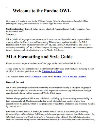 Mla Purdue Owl 23 Examples Format How To Write Pdf