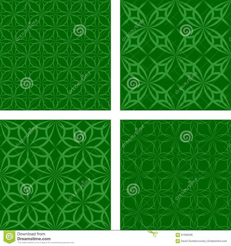 Green Seamless Pattern Background Set Stock Vector Illustration Of