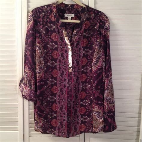 Dressbarn Tops Dressbarn X Purple Paisley Silky Blouse Top Poshmark