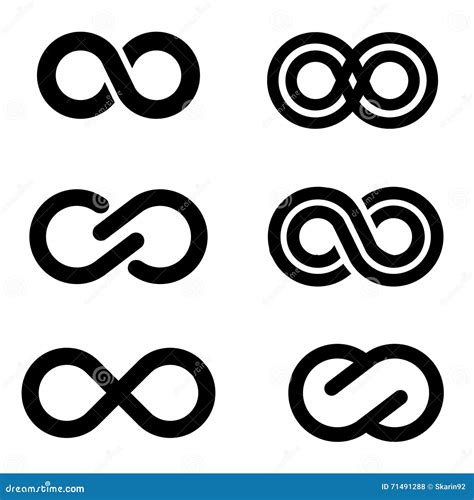 Infinity Icons Infinity Symbols Collection Isolated Infinity Loop Logos Black Color In Flat