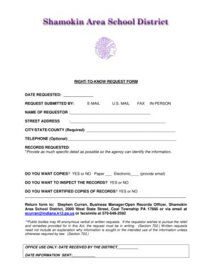 Fillable Online Shamokin Schoolwires Right To Know Request Form