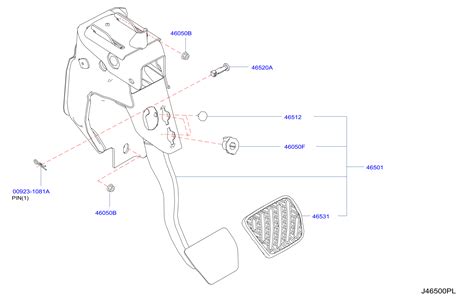 Nissan Juke Cover Pedal Pad ENGINE TRANSMISSION CVT 46531 JG01A