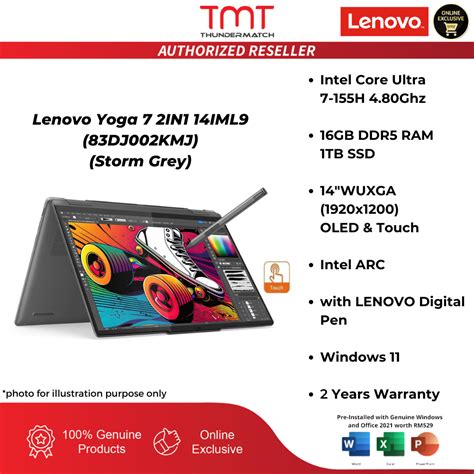 Lenovo Yoga 7 2 In 1 14iml9 Laptop 83dj002kmj Intel Core Ultra 7 155h 16gb Ram 1tb Ssd