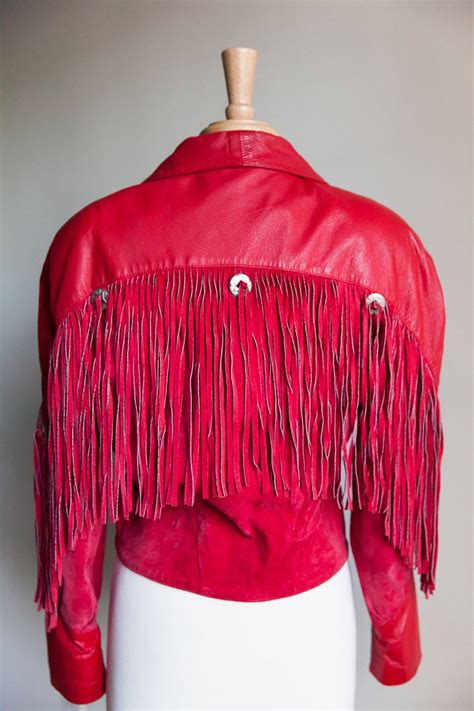 Vintage 80s Red Leather Fringe Jacket 80s Fringe Jacket Vintage