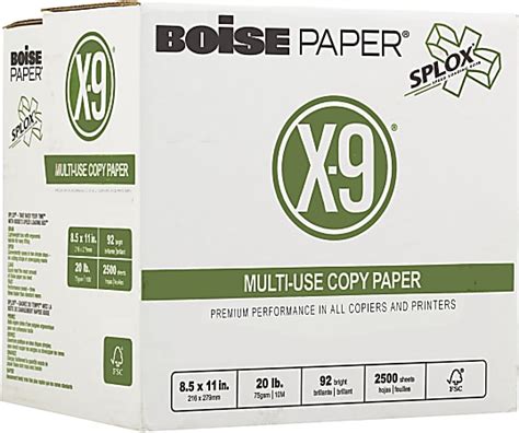 Boise X 9 Splox Reamless Multi Use Printer Copy Paper White Letter 85