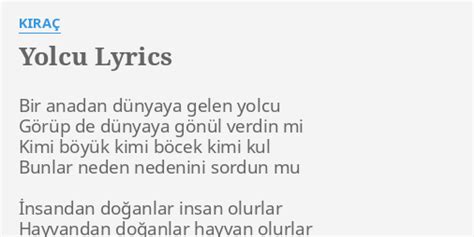 Yolcu Lyrics By Kira Bir Anadan D Nyaya Gelen