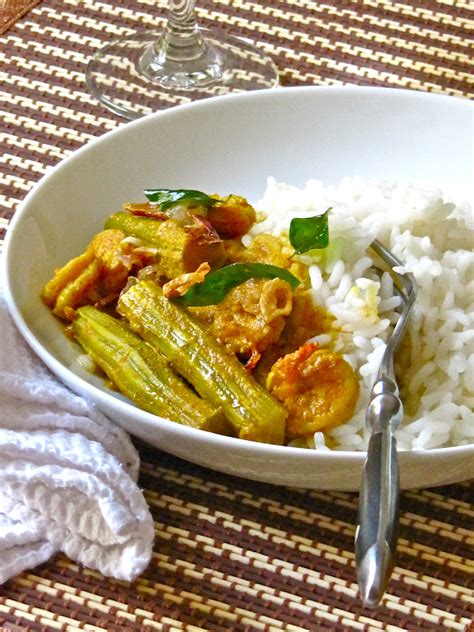 Plateful Kerala Prawn And Drumstick Curry — Chemmeen Muringakka Curry