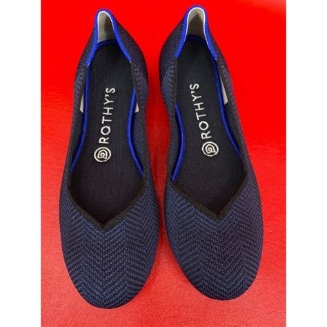 Rothys Midnight Metallic Herringbone Blue Black Ball Gem