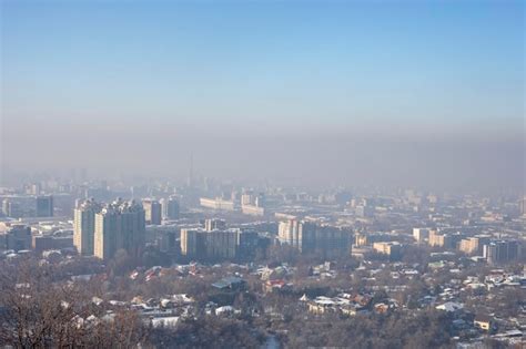 Premium Photo | View of almaty city from kok tobe mountain on winter ...