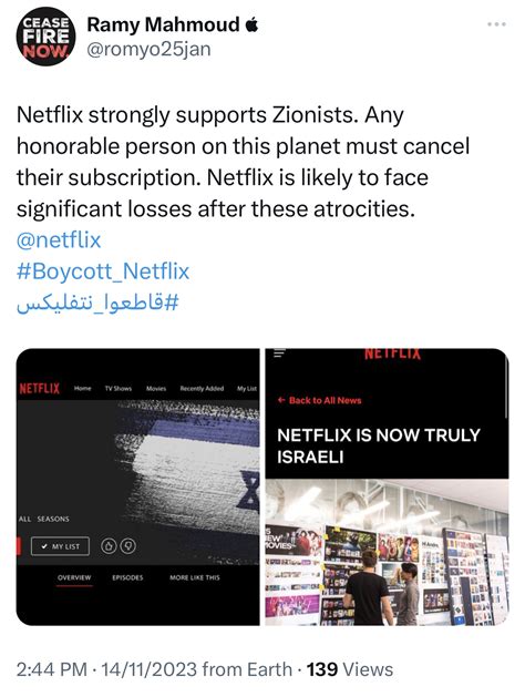 A Global Call to Boycott Netflix Over Supporting Israel