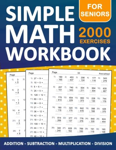 Simple Math Workbook For Seniors Additionsubtractionmultiplication