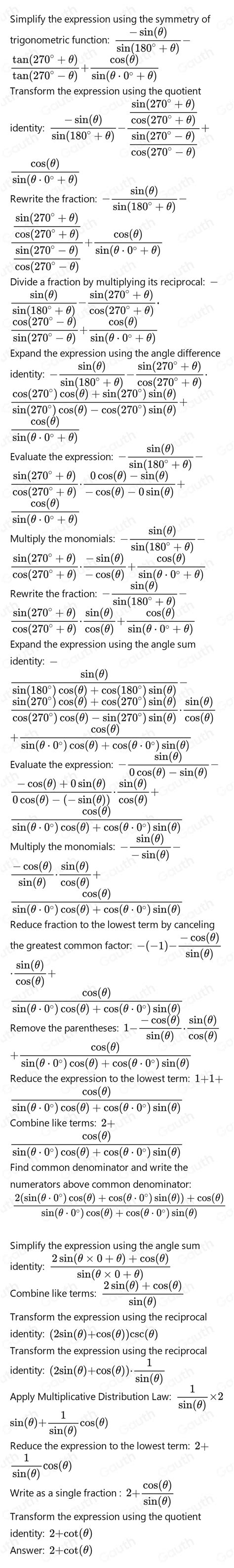 Solved sin θ sin 180 θ tan 270 θ tan 270 θ