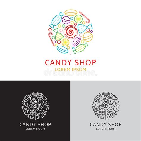 Sweet Shop Candy Store Confectionery Cafe Vector Logo Icon Stock