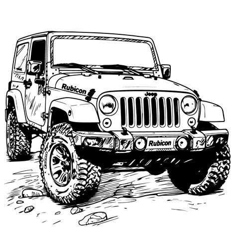 Archivo Vectorial SVG En Blanco Y Negro Con Fondo De Jeep Rubicon