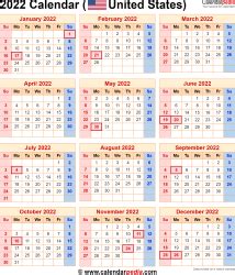 2022 Calendar with Federal Holidays