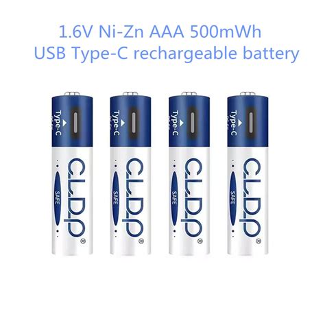 4pcs Lot 1 6V Ni Zn AAA Rechargeable Battery Ni Zn 500mWh USB