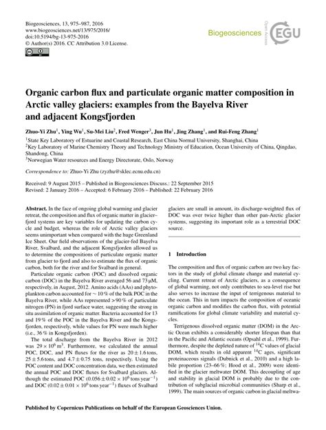 PDF Particulate Organic Matter Composition And Organic Carbon Flux In