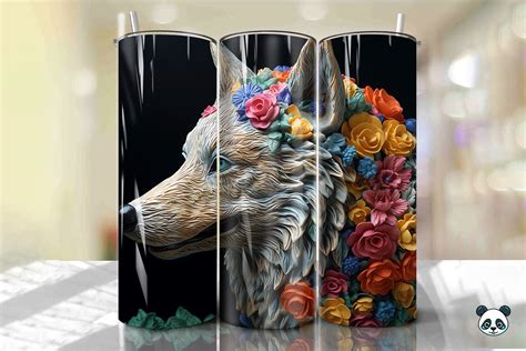 D Wolf Tumbler Wrap Png Graphic By Pandastic Creative Fabrica