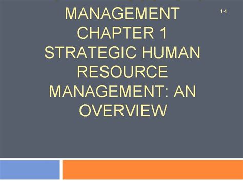 MANAGEMENT CHAPTER 1 STRATEGIC HUMAN RESOURCE MANAGEMENT AN