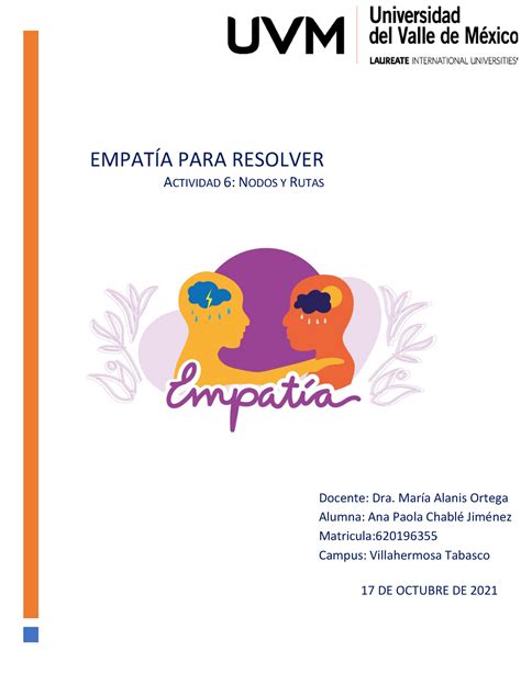 EMPATÍA PARA RESOLVER ACTIVIDAD 6 NODOS Y RUTAS Empatia para