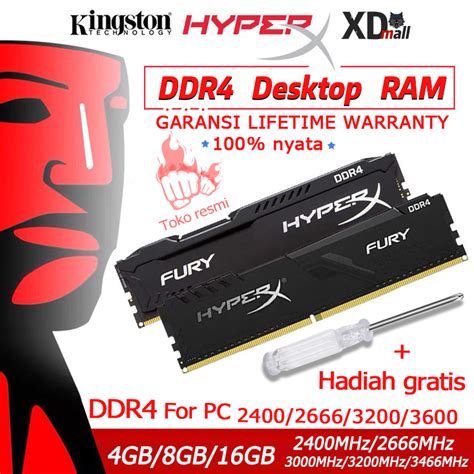 Jual KINGSTON HyperX FURY RAM DDR4 4GB 8GB 16GB 2400Mhz 2666Mhz 3200Mhz