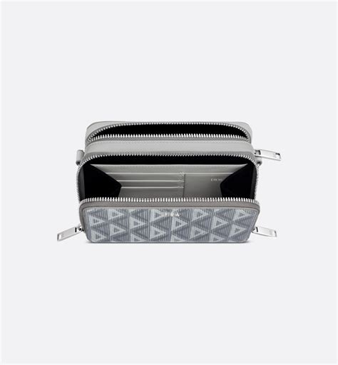 Zipped Pouch With Strap Dior Gray Cd Diamond Canvas Dior