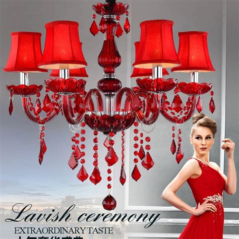 fashion Luxury Europe Modern Chandelier Lighting Red Glass Modern ...