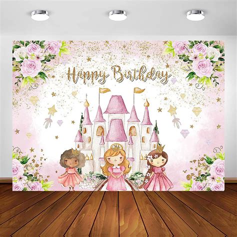 Amazon Avezano Princess Castle Birthday Backdrop Pink Floral