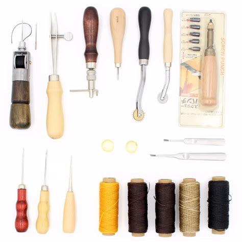 Leather Craft Tool Sewing Set Including Hand Stitched Awl Needle And