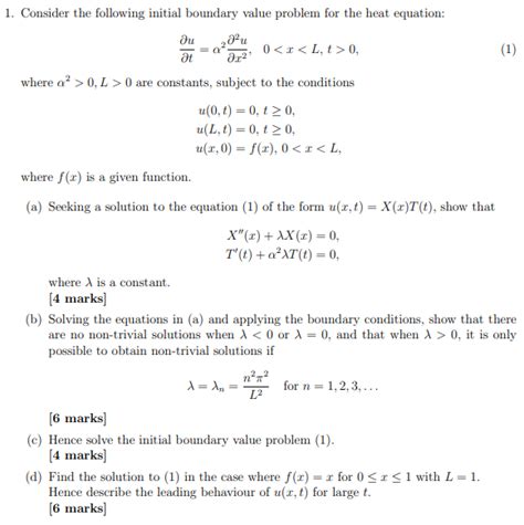 Solved Consider The Following Initial Boundary Value Chegg