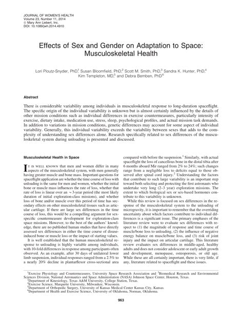 PDF Effects Of Sex And Gender On Adaptation To Space Cardiovascular Alterations