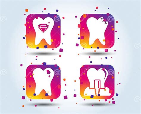 Iconos Del Cuidado Dental Diente Y Implante De La Carie Ilustración Del Vector Ilustración De