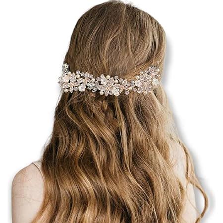 Proplady Wedding Tiara Stylish Rhinestones Pearls Stud Hair Chain