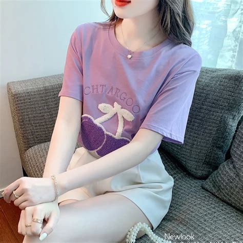 2023 New Women T Shirts Cotton Casual Tee Tops Summer Short Sleeve