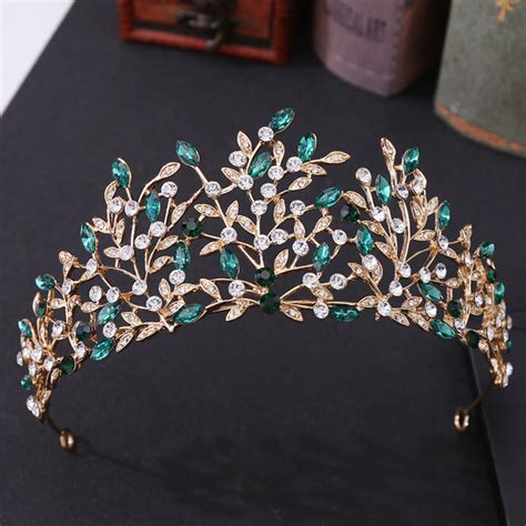 Tiara Dorada Con Hojas Verdes Novias Y Quincea Eras