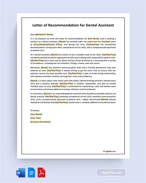 Dental Letter Of Remendation Templates Infoupdate Org