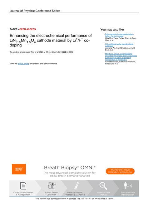 Pdf Enhancing The Electrochemical Performance Of Lini Mn O