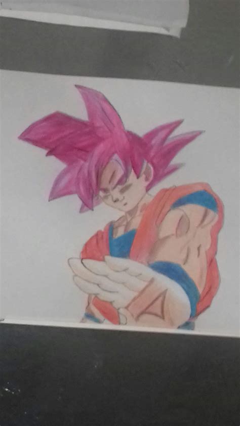 Mi Dibujo De Goku Ssj Dios ♡ Dragon Ball EspaÑol Amino