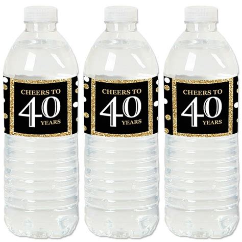 Big Dot Of Happiness Adult 40th Birthday Gold Birthday Party Water Bottle Sticker Labels