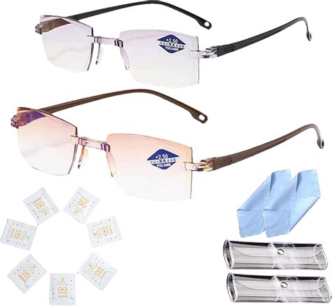 2pack Sapphire High Hardness Anti Blue Light Intelligent Dual Focus Reading Glasses